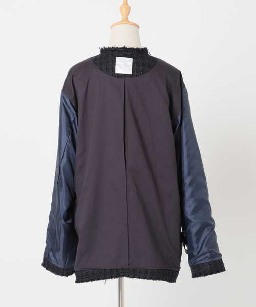 CITYSHOP（シティーショップ）の「FANCY TWEED ジャケット（ノーカラージャケット・レディース・ブラック/サックスブルー・36/38）」の19枚目の写真