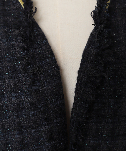 CITYSHOP（シティーショップ）の「FANCY TWEED ジャケット（ノーカラージャケット・レディース・ブラック/サックスブルー・36/38）」の20枚目の写真