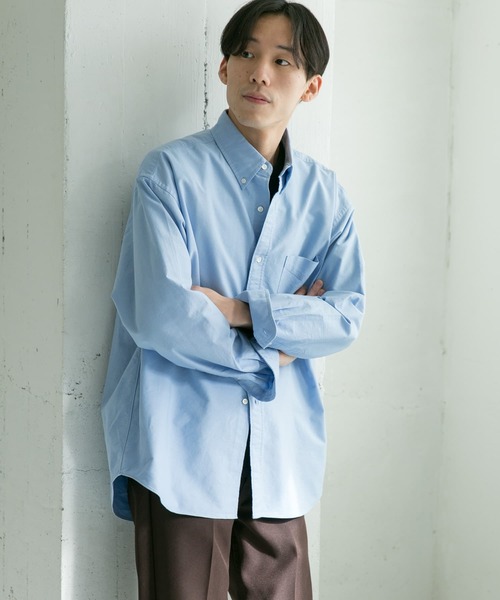 URBAN RESEARCH DOORS（アーバンリサーチドアーズ）の「オックスボタンダウンオーバーシャツ（シャツ/ブラウス・メンズ・ホワイト/ブルー・40/38）」の9枚目の写真