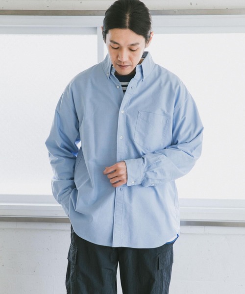 URBAN RESEARCH DOORS（アーバンリサーチドアーズ）の「オックスボタンダウンオーバーシャツ（シャツ/ブラウス・メンズ・ホワイト/ブルー・40/38）」の15枚目の写真