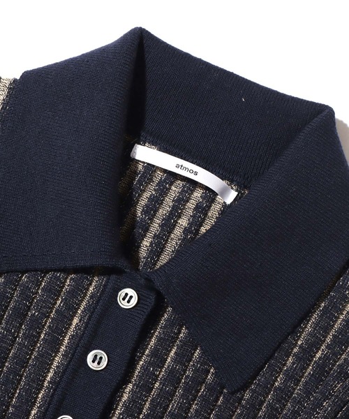 atmos pink（アトモスピンク）の「atmos pink 配色開襟リブニット（ニット/セーター・レディース・ブラウン/グリーン/ネイビー・FREE）」の8枚目の写真