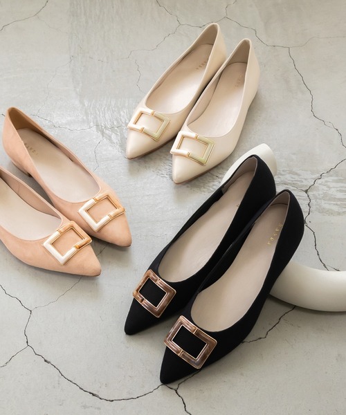 RANDA（ランダ）の「ストレスフリー/マーブルパーツフラットパンプス（パンプス・レディース・ブラック/オレンジ/アイボリー・23/24/25/22/22.5/24.5/23.5）」の4枚目の写真