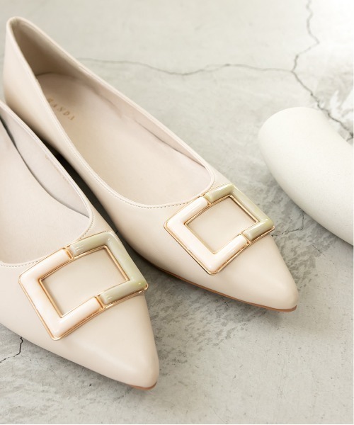 RANDA（ランダ）の「ストレスフリー/マーブルパーツフラットパンプス（パンプス・レディース・ブラック/オレンジ/アイボリー・23/24/25/22/22.5/24.5/23.5）」の6枚目の写真