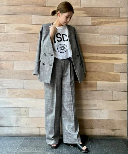 journal standard L'essage（ジャーナルスタンダードレサージュ）の「シルクツイードタックパンツ◆（その他パンツ・レディース・アイボリー/ブラック・36/38）」の3枚目の写真