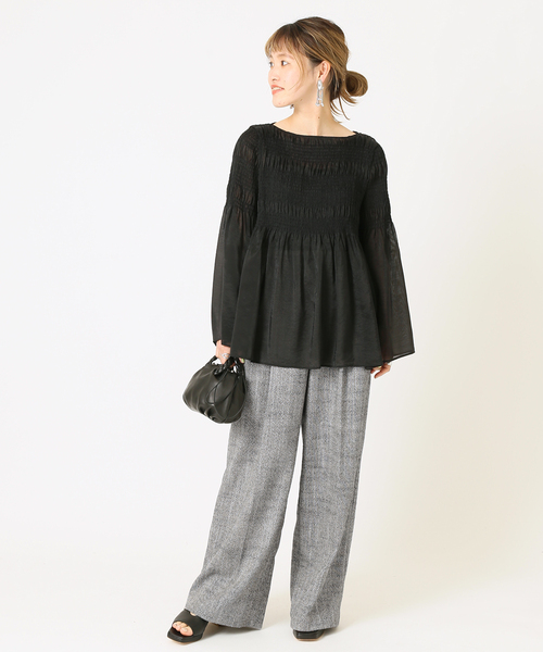 journal standard L'essage（ジャーナルスタンダードレサージュ）の「シルクツイードタックパンツ◆（その他パンツ・レディース・アイボリー/ブラック・36/38）」の5枚目の写真
