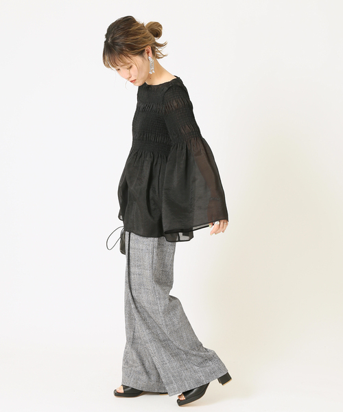 journal standard L'essage（ジャーナルスタンダードレサージュ）の「シルクツイードタックパンツ◆（その他パンツ・レディース・アイボリー/ブラック・36/38）」の6枚目の写真