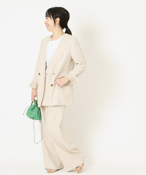 journal standard L'essage（ジャーナルスタンダードレサージュ）の「シルクツイードタックパンツ◆（その他パンツ・レディース・アイボリー/ブラック・36/38）」の18枚目の写真