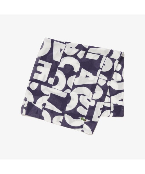 LACOSTE（ラコステ）の「ブランドネームロゴブロックプリントスカーフ（バンダナ/スカーフ・メンズ・ネイビー/ブルー・FREE）」の2枚目の写真