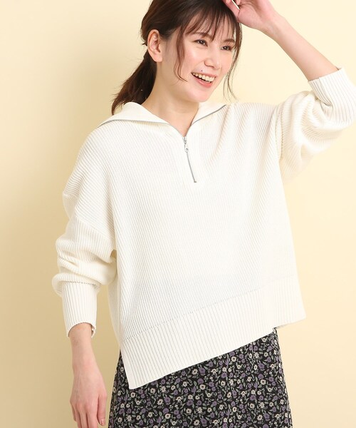 Dessin（デッサン）の「◆【洗える・日本製】ハーフジップニットプルオーバー＜S～L＞（ニット/セーター・レディース・ライトグレー/レモンイエロー/ホワイト系・01/02/03）」の2枚目の写真