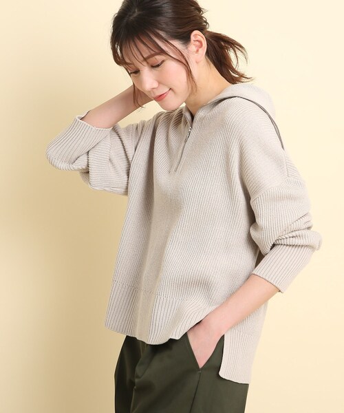 Dessin（デッサン）の「◆【洗える・日本製】ハーフジップニットプルオーバー＜S～L＞（ニット/セーター・レディース・ライトグレー/レモンイエロー/ホワイト系・01/02/03）」の3枚目の写真