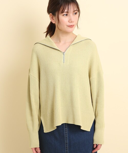 Dessin（デッサン）の「◆【洗える・日本製】ハーフジップニットプルオーバー＜S～L＞（ニット/セーター・レディース・ライトグレー/レモンイエロー/ホワイト系・01/02/03）」の4枚目の写真
