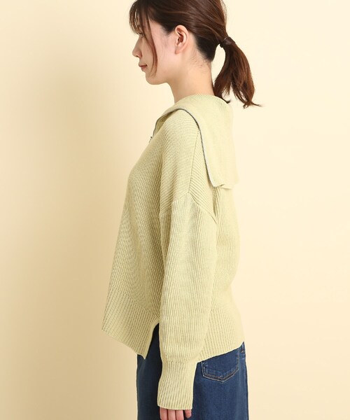 Dessin（デッサン）の「◆【洗える・日本製】ハーフジップニットプルオーバー＜S～L＞（ニット/セーター・レディース・ライトグレー/レモンイエロー/ホワイト系・01/02/03）」の5枚目の写真