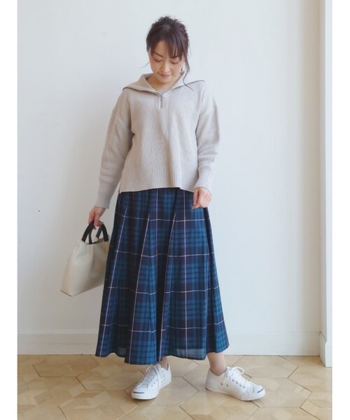 Dessin（デッサン）の「◆【洗える・日本製】ハーフジップニットプルオーバー＜S～L＞（ニット/セーター・レディース・ライトグレー/レモンイエロー/ホワイト系・01/02/03）」の12枚目の写真