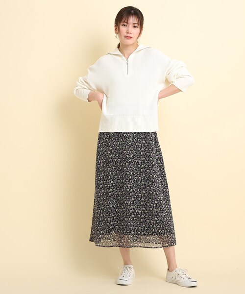 Dessin（デッサン）の「◆【洗える・日本製】ハーフジップニットプルオーバー＜S～L＞（ニット/セーター・レディース・ライトグレー/レモンイエロー/ホワイト系・01/02/03）」の14枚目の写真