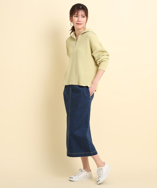 Dessin（デッサン）の「◆【洗える・日本製】ハーフジップニットプルオーバー＜S～L＞（ニット/セーター・レディース・ライトグレー/レモンイエロー/ホワイト系・01/02/03）」の16枚目の写真