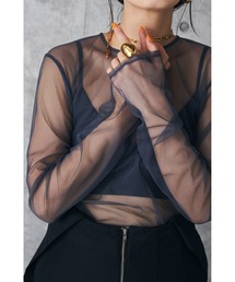 LA PEAU DE GEM | 【LA PEAU DE GEM】シアーニットチュール(ニット/セーター)