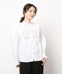 Samansa Mos2 | 胸元カットワーク刺繍ブラウス(シャツ/ブラウス)