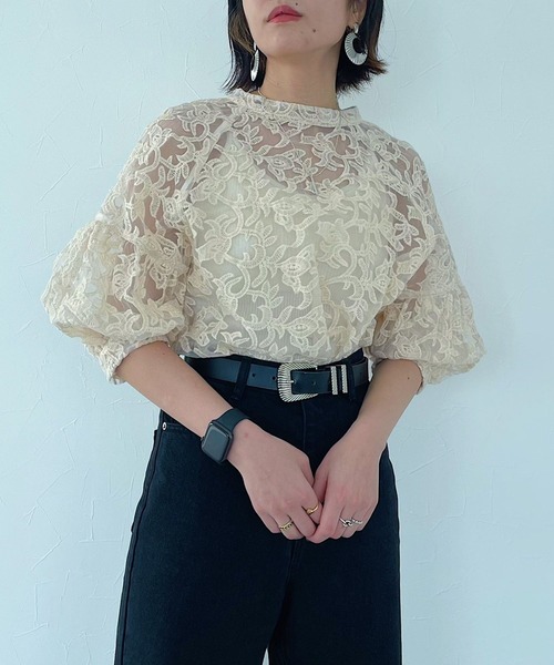 PAGEBOY(ページボーイ)の「オーガンジー2WAYブラウス(シャツ/ブラウス・レディース・ブラック/オフホワイト/クリーム・FREE)」の3枚目の写真