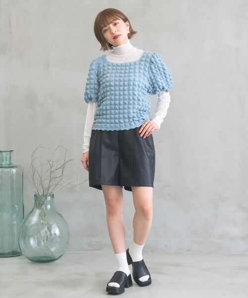 RETRO GIRL（レトロガール）の「シアーハイネックレイヤードカットソー（Tシャツ/カットソー・レディース・ブラウン系その他/ホワイト/グリーン/ブラック/オレンジ・FREE）」の6枚目の写真