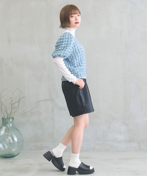 RETRO GIRL（レトロガール）の「シアーハイネックレイヤードカットソー（Tシャツ/カットソー・レディース・ブラウン系その他/ホワイト/グリーン/ブラック/オレンジ・FREE）」の7枚目の写真