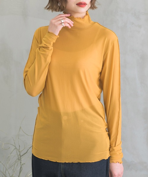 RETRO GIRL（レトロガール）の「シアーハイネックレイヤードカットソー（Tシャツ/カットソー・レディース・ブラウン系その他/ホワイト/グリーン/ブラック/オレンジ・FREE）」の5枚目の写真