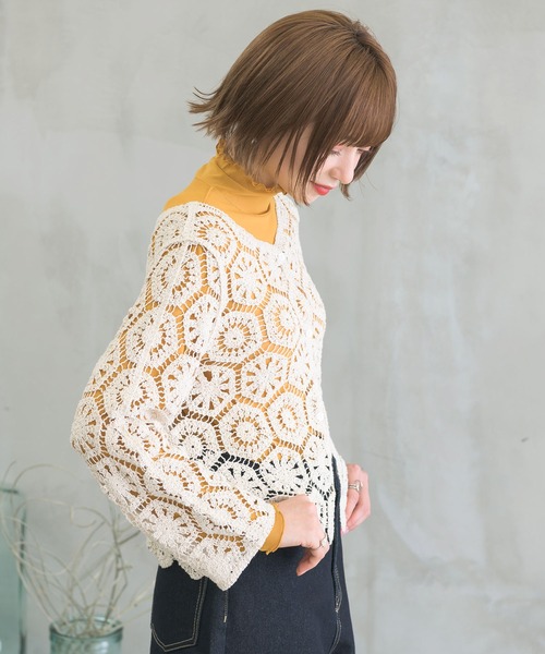 RETRO GIRL（レトロガール）の「シアーハイネックレイヤードカットソー（Tシャツ/カットソー・レディース・ブラウン系その他/ホワイト/グリーン/ブラック/オレンジ・FREE）」の16枚目の写真