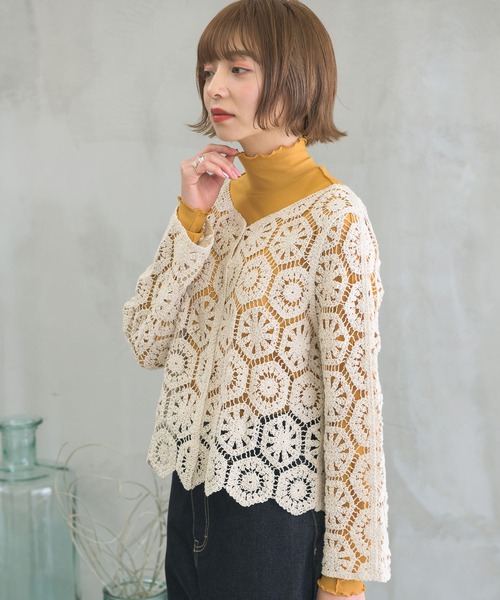 RETRO GIRL（レトロガール）の「シアーハイネックレイヤードカットソー（Tシャツ/カットソー・レディース・ブラウン系その他/ホワイト/グリーン/ブラック/オレンジ・FREE）」の17枚目の写真