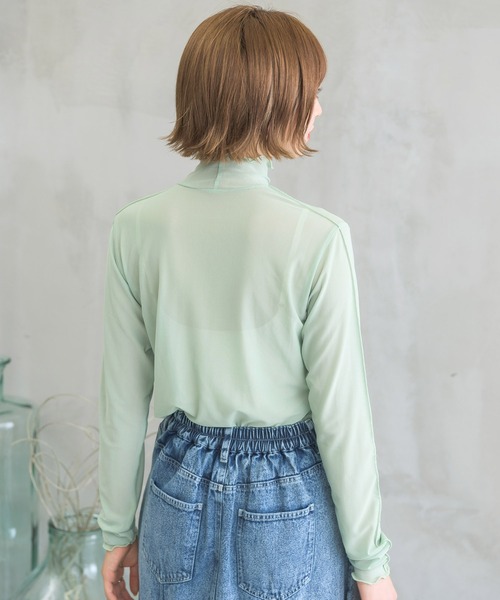 RETRO GIRL（レトロガール）の「シアーハイネックレイヤードカットソー（Tシャツ/カットソー・レディース・ブラウン系その他/ホワイト/グリーン/ブラック/オレンジ・FREE）」の10枚目の写真