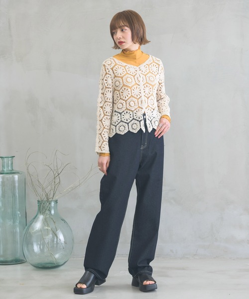 RETRO GIRL（レトロガール）の「シアーハイネックレイヤードカットソー（Tシャツ/カットソー・レディース・ブラウン系その他/ホワイト/グリーン/ブラック/オレンジ・FREE）」の13枚目の写真