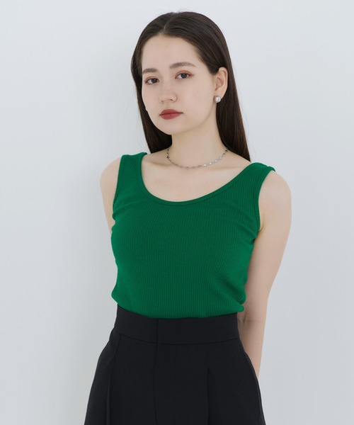 TINA：JOJUN（ティーナジョジュン）の「トタンテレコ タンクトップ TINA：JOJUN（タンクトップ・レディース・スカイブルー/ブラック/ベージュ/グレー/オフホワイト/グリーン・M）」の5枚目の写真