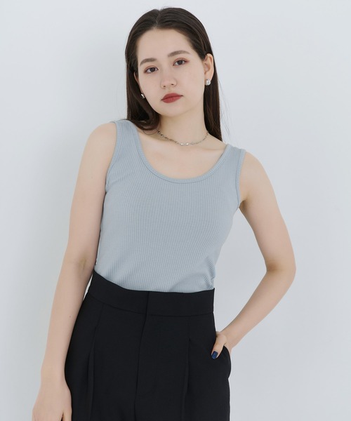 TINA：JOJUN（ティーナジョジュン）の「トタンテレコ タンクトップ TINA：JOJUN（タンクトップ・レディース・スカイブルー/ブラック/ベージュ/グレー/オフホワイト/グリーン・M）」の6枚目の写真