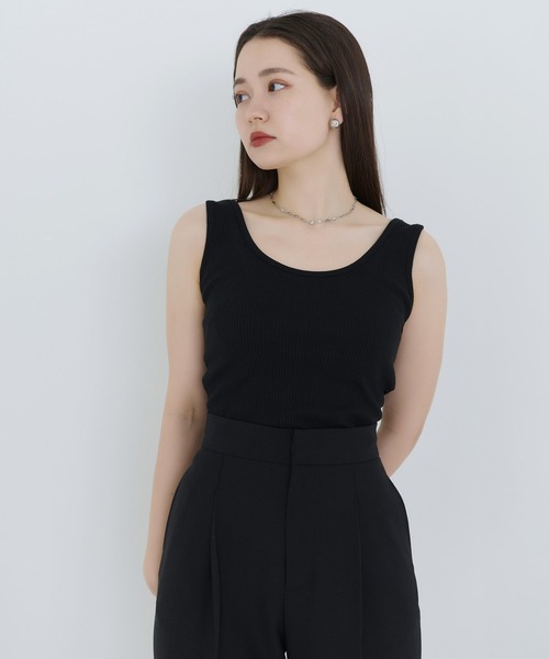 TINA：JOJUN（ティーナジョジュン）の「トタンテレコ タンクトップ TINA：JOJUN（タンクトップ・レディース・スカイブルー/ブラック/ベージュ/グレー/オフホワイト/グリーン・M）」の3枚目の写真