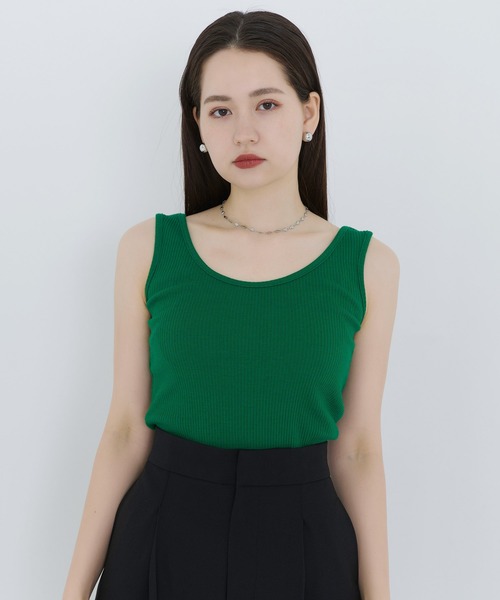 TINA：JOJUN（ティーナジョジュン）の「トタンテレコ タンクトップ TINA：JOJUN（タンクトップ・レディース・スカイブルー/ブラック/ベージュ/グレー/オフホワイト/グリーン・M）」の8枚目の写真