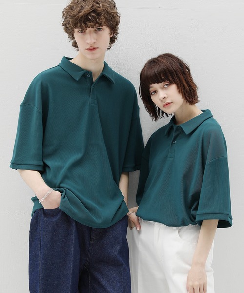 ETELIO カット コーデュロイ ポロシャツ ブルー　トップス　M 今ならほぼ即納！ カットコーデュロイポロシャツ（ポロシャツ