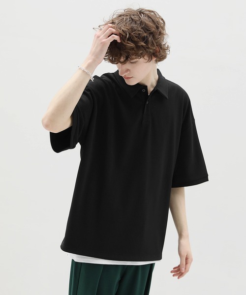 ETELIO（エテリオ）の「リップルプリーツビッグシルエットポロシャツ（ポロシャツ・メンズ・ベージュ/ライトグレー/ブラック/ワイン/ブルーグリーン・M/S/L）」の2枚目の写真