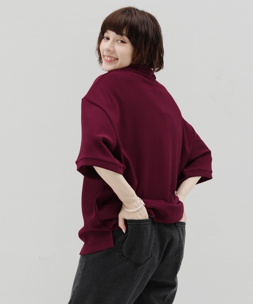 ETELIO（エテリオ）の「リップルプリーツビッグシルエットポロシャツ（ポロシャツ・メンズ・ベージュ/ライトグレー/ブラック/ワイン/ブルーグリーン・M/S/L）」の10枚目の写真