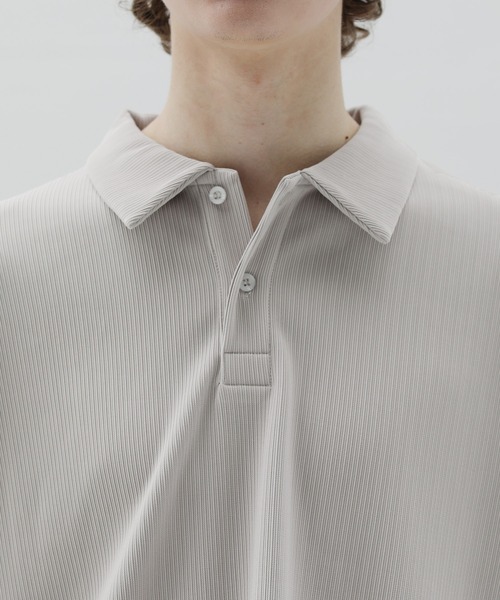 ETELIO（エテリオ）の「リップルプリーツビッグシルエットポロシャツ（ポロシャツ・メンズ・ベージュ/ライトグレー/ブラック/ワイン/ブルーグリーン・M/S/L）」の21枚目の写真