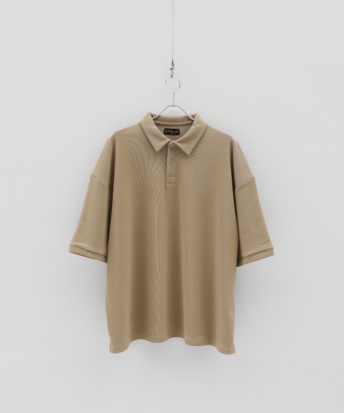ETELIO（エテリオ）の「リップルプリーツビッグシルエットポロシャツ（ポロシャツ・メンズ・ベージュ/ライトグレー/ブラック/ワイン/ブルーグリーン・M/S/L）」の15枚目の写真