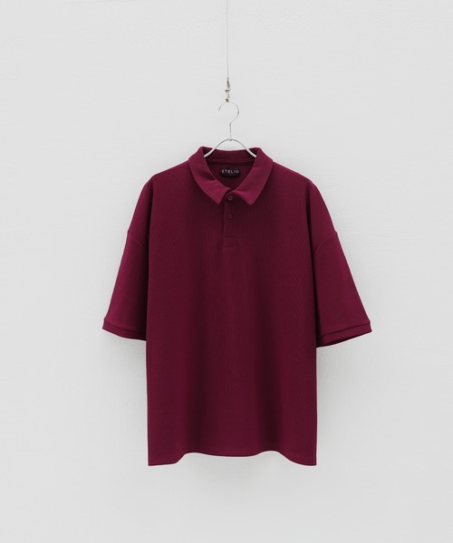 ETELIO（エテリオ）の「リップルプリーツビッグシルエットポロシャツ（ポロシャツ・メンズ・ベージュ/ライトグレー/ブラック/ワイン/ブルーグリーン・M/S/L）」の17枚目の写真