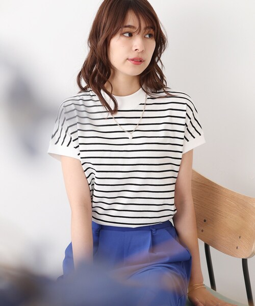 DRESKIP(ドレスキップ)の「◆【遮熱/接触冷感/UVカット/追加生産】AIR SHIELD フレンチTシャツ(Tシャツ/カットソー・レディース・オフホワイト/オリーブ/グレー系その他/ライトグリーン/ライトベージュ/ブラック系2・02/03/04)」の2枚目の写真