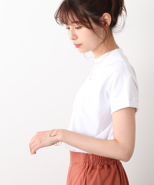 DRESKIP(ドレスキップ)の「◆【遮熱/接触冷感/UVカット/追加生産】AIR SHIELD フレンチTシャツ(Tシャツ/カットソー・レディース・オフホワイト/オリーブ/グレー系その他/ライトグリーン/ライトベージュ/ブラック系2・02/03/04)」の1枚目の写真