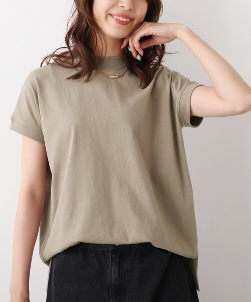 DRESKIP(ドレスキップ)の「◆【遮熱/接触冷感/UVカット/追加生産】AIR SHIELD フレンチTシャツ(Tシャツ/カットソー・レディース・オフホワイト/オリーブ/グレー系その他/ライトグリーン/ライトベージュ/ブラック系2・02/03/04)」の5枚目の写真