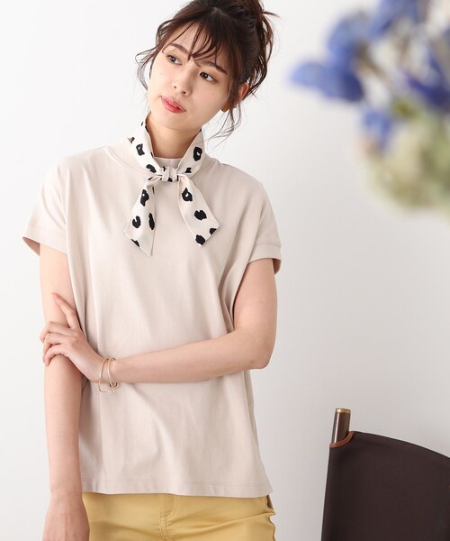 DRESKIP(ドレスキップ)の「◆【遮熱/接触冷感/UVカット/追加生産】AIR SHIELD フレンチTシャツ(Tシャツ/カットソー・レディース・オフホワイト/オリーブ/グレー系その他/ライトグリーン/ライトベージュ/ブラック系2・02/03/04)」の4枚目の写真