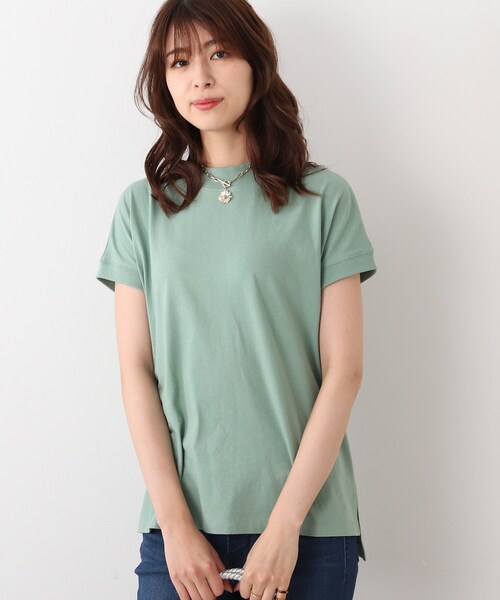 DRESKIP(ドレスキップ)の「◆【遮熱/接触冷感/UVカット/追加生産】AIR SHIELD フレンチTシャツ(Tシャツ/カットソー・レディース・オフホワイト/オリーブ/グレー系その他/ライトグリーン/ライトベージュ/ブラック系2・02/03/04)」の6枚目の写真