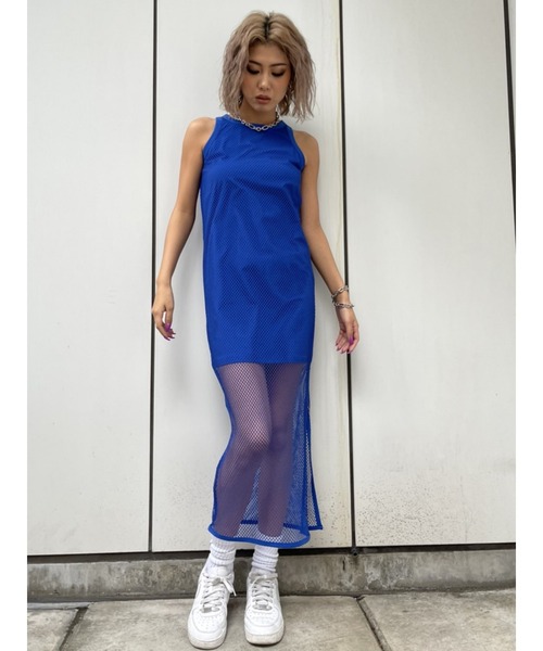 EGOIST（エゴイスト）の「レイヤードメッシュロングワンピース（ワンピース・レディース・ホワイト/ブルー/ブラック・FREE）」の3枚目の写真