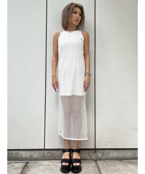 EGOIST（エゴイスト）の「レイヤードメッシュロングワンピース（ワンピース・レディース・ホワイト/ブルー/ブラック・FREE）」の19枚目の写真