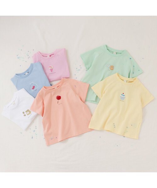 apres les cours（アプレレクール）の「サマーモチーフTシャツ（Tシャツ/カットソー・キッズ・ブルー/ピンク/ミント/オフホワイト/オレンジ/イエロー・120/90/80/130/110/100/140）」の12枚目の写真