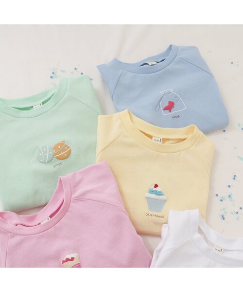 apres les cours（アプレレクール）の「サマーモチーフTシャツ（Tシャツ/カットソー・キッズ・ブルー/ピンク/ミント/オフホワイト/オレンジ/イエロー・120/90/80/130/110/100/140）」の14枚目の写真