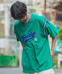 『SILVER BULLET SELECT AP/シルバーバレットセレクト』ラインリブ半袖ビッグカレッジTシャツ