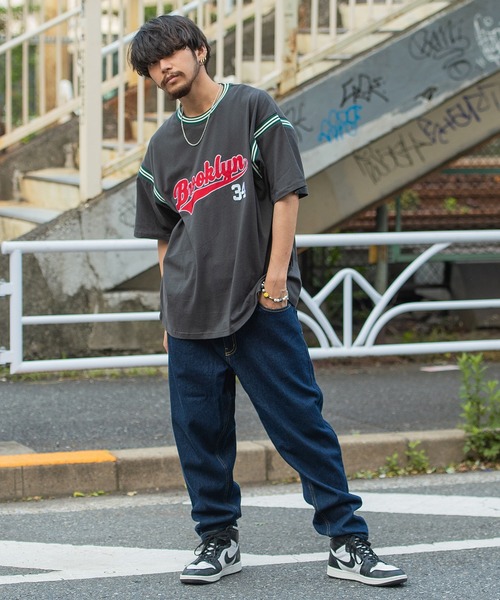 SILVER BULLET(シルバーバレット)の「『SILVER BULLET SELECT AP/シルバーバレットセレクト』ラインリブ半袖ビッグカレッジTシャツ(Tシャツ/カットソー・メンズ・アッシュグレー/グリーン/マスタード/スミクロ・M/L)」の6枚目の写真